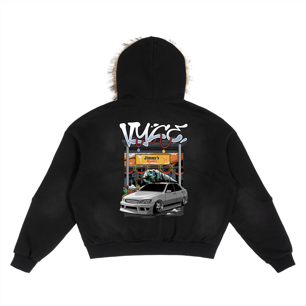 vyce x jimmys holiday bash fluffy hoodie