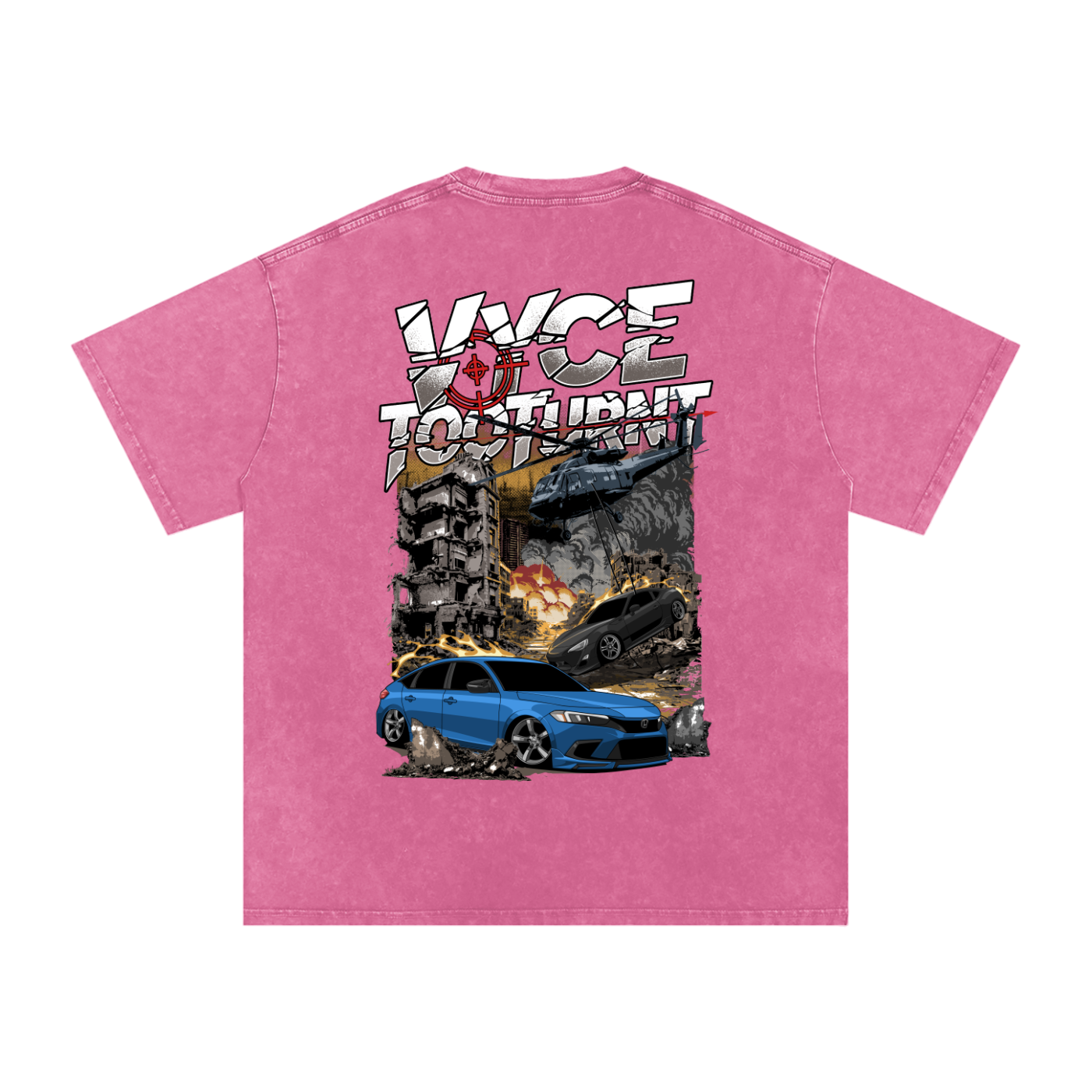 Vyce x TooTurnt Snow Washed Oversized Cotton T-Shirt