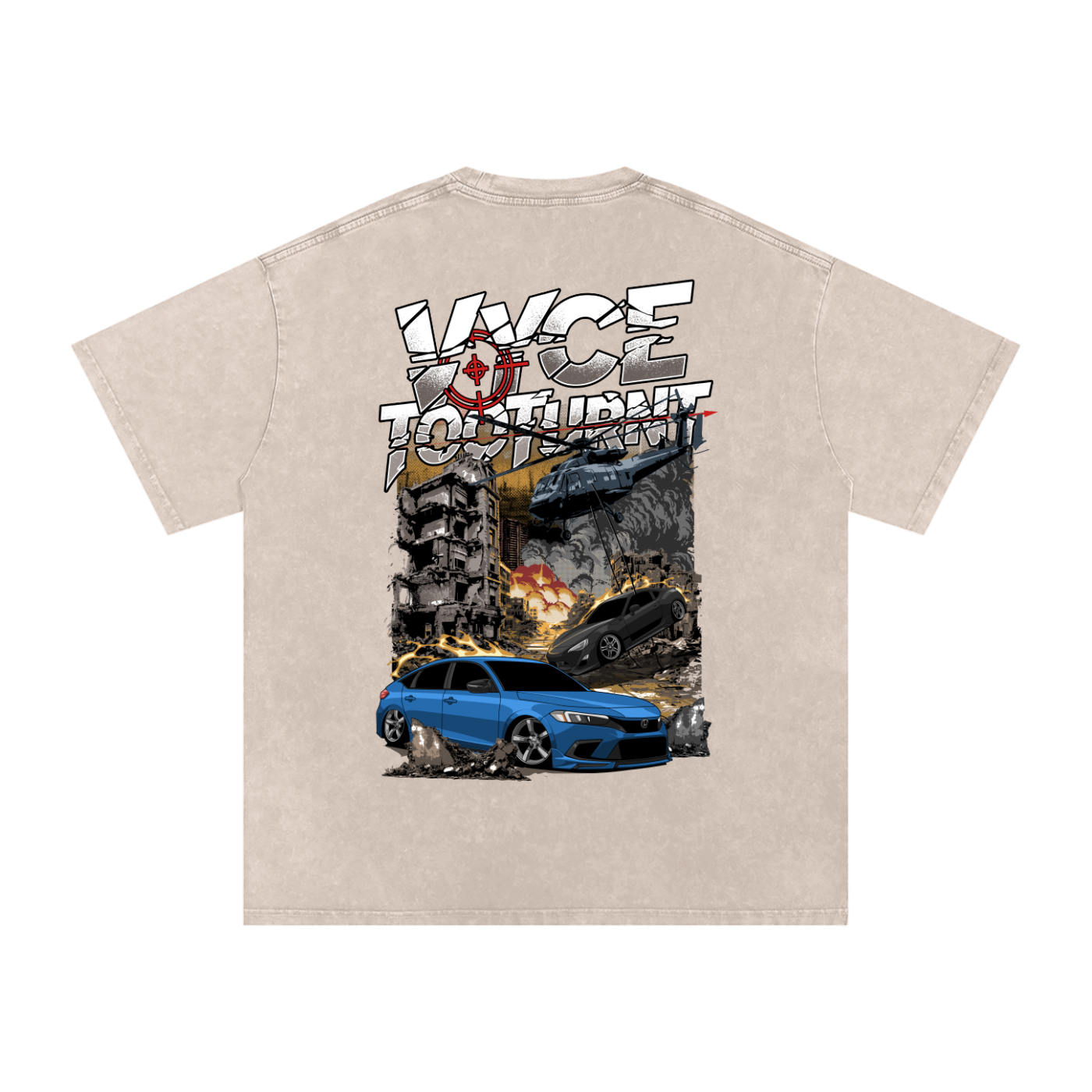 Vyce x TooTurnt Snow Washed Oversized Cotton T-Shirt