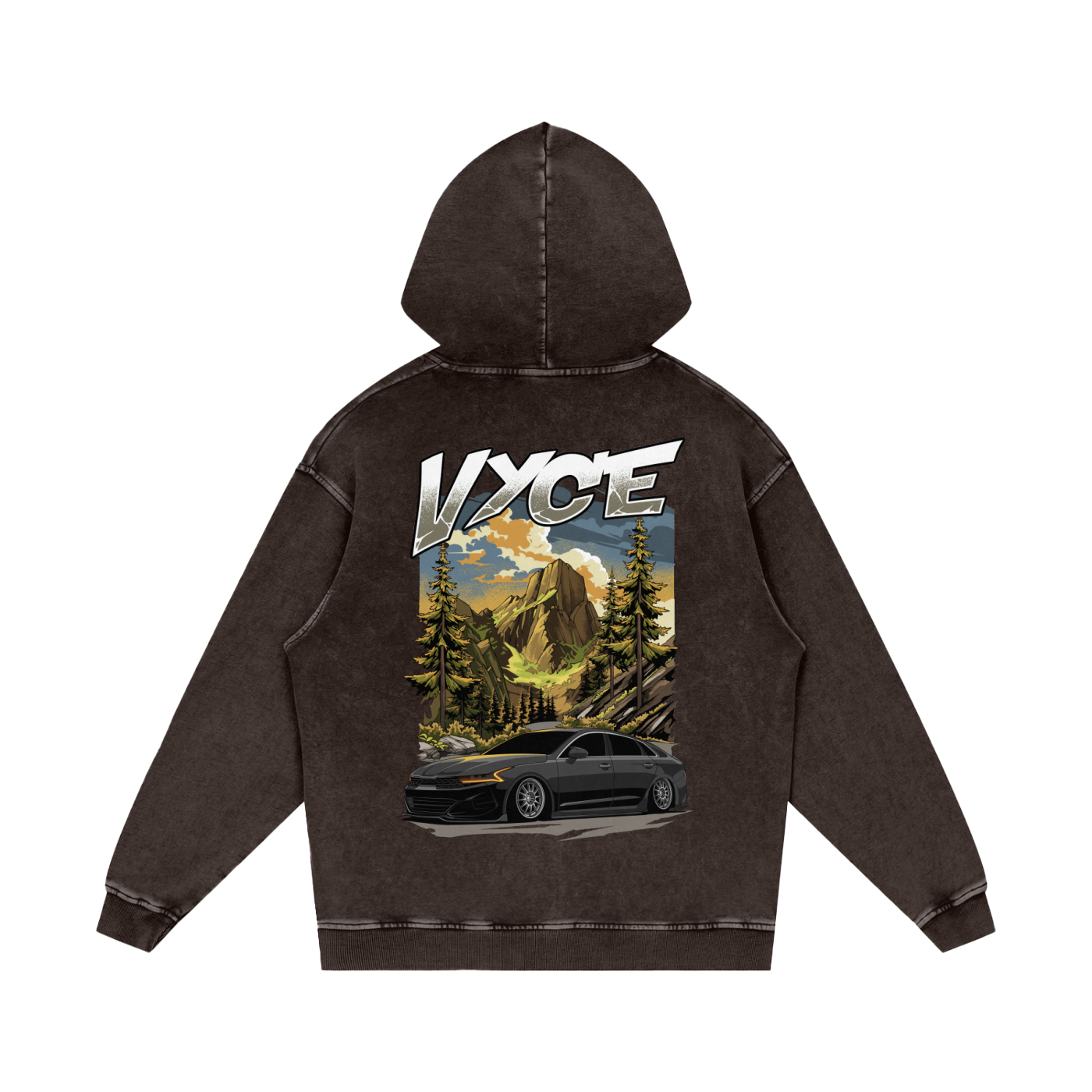 Vyce x k5zyi Mountain run snow washed hoodie