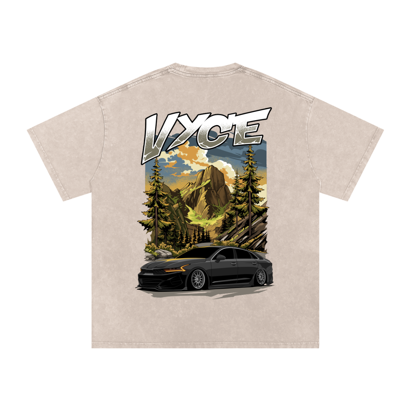 Vyce x k5zyi Mountain run snow washed tee