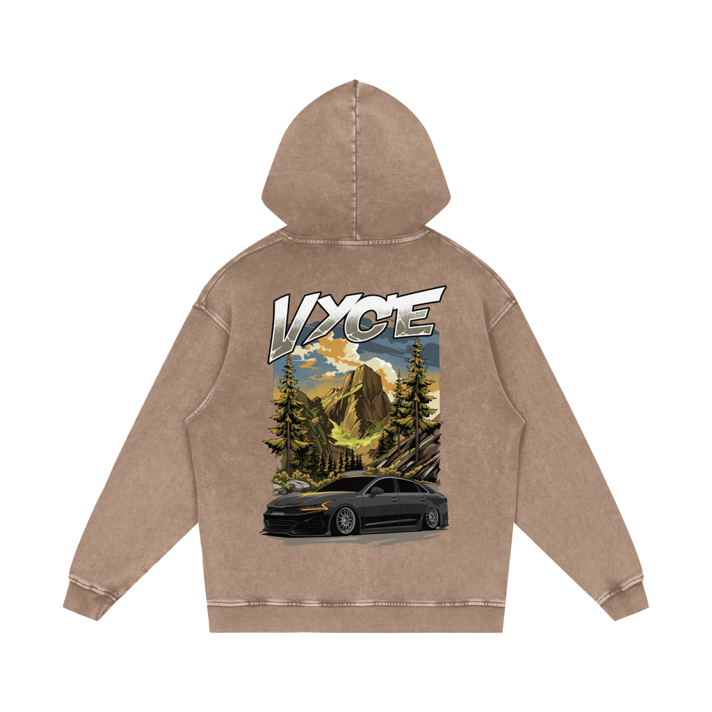 Vyce x k5zyi Mountain run snow washed hoodie