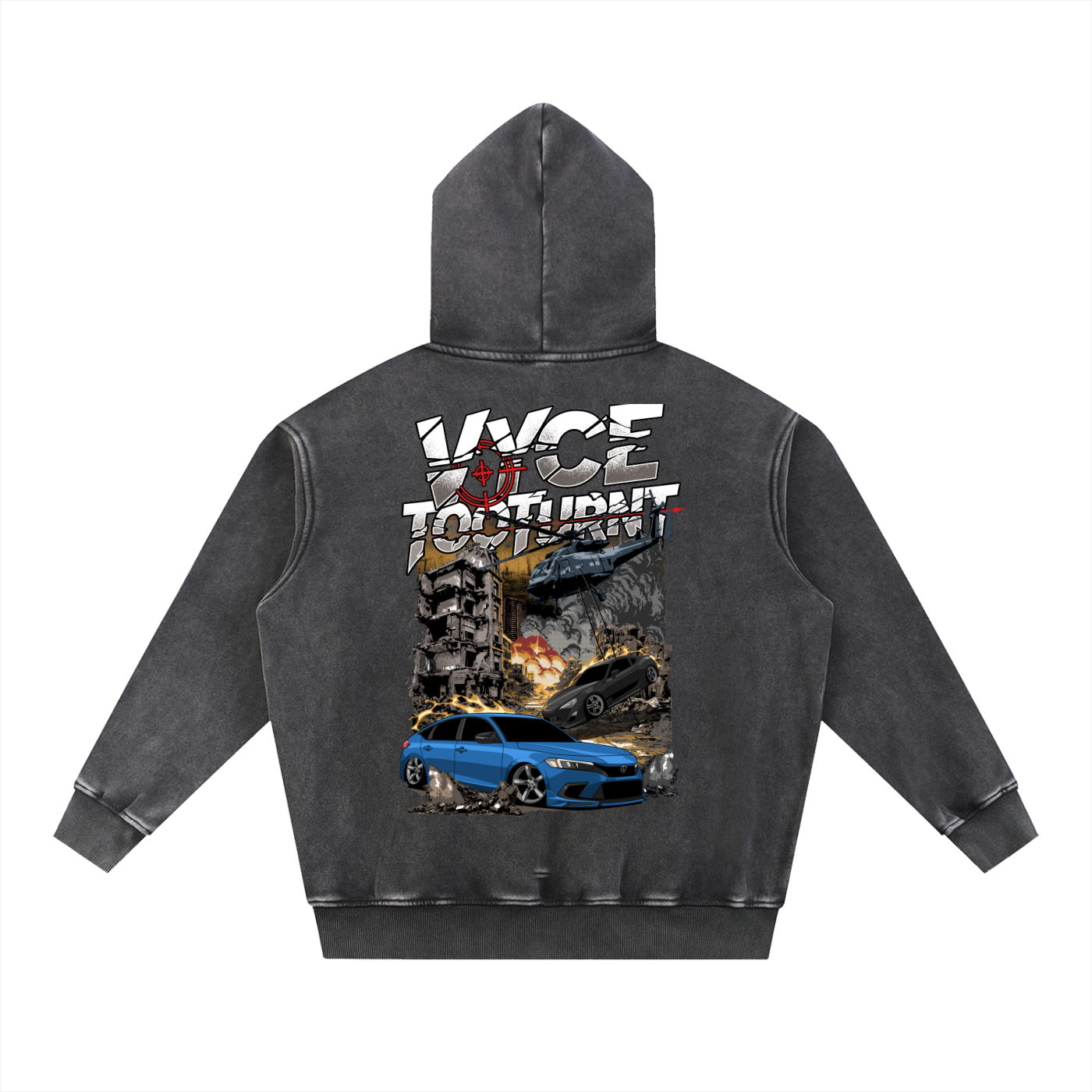 Vyce x TooTurnt  Snow Wash Fleece Oversize Hoodie