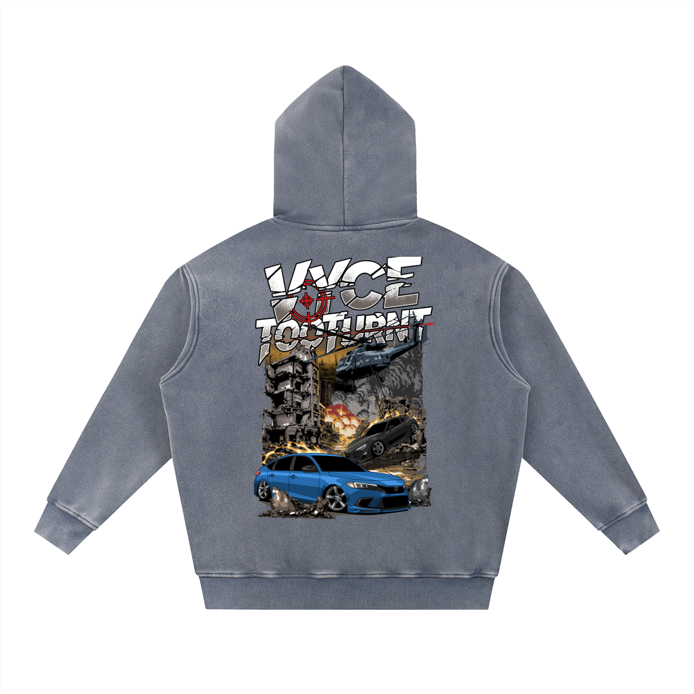 Vyce x TooTurnt  Snow Wash Fleece Oversize Hoodie