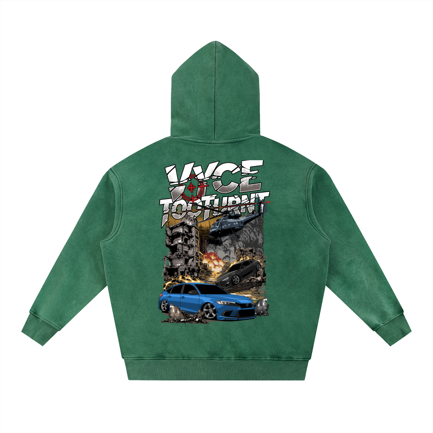 Vyce x TooTurnt  Snow Wash Fleece Oversize Hoodie