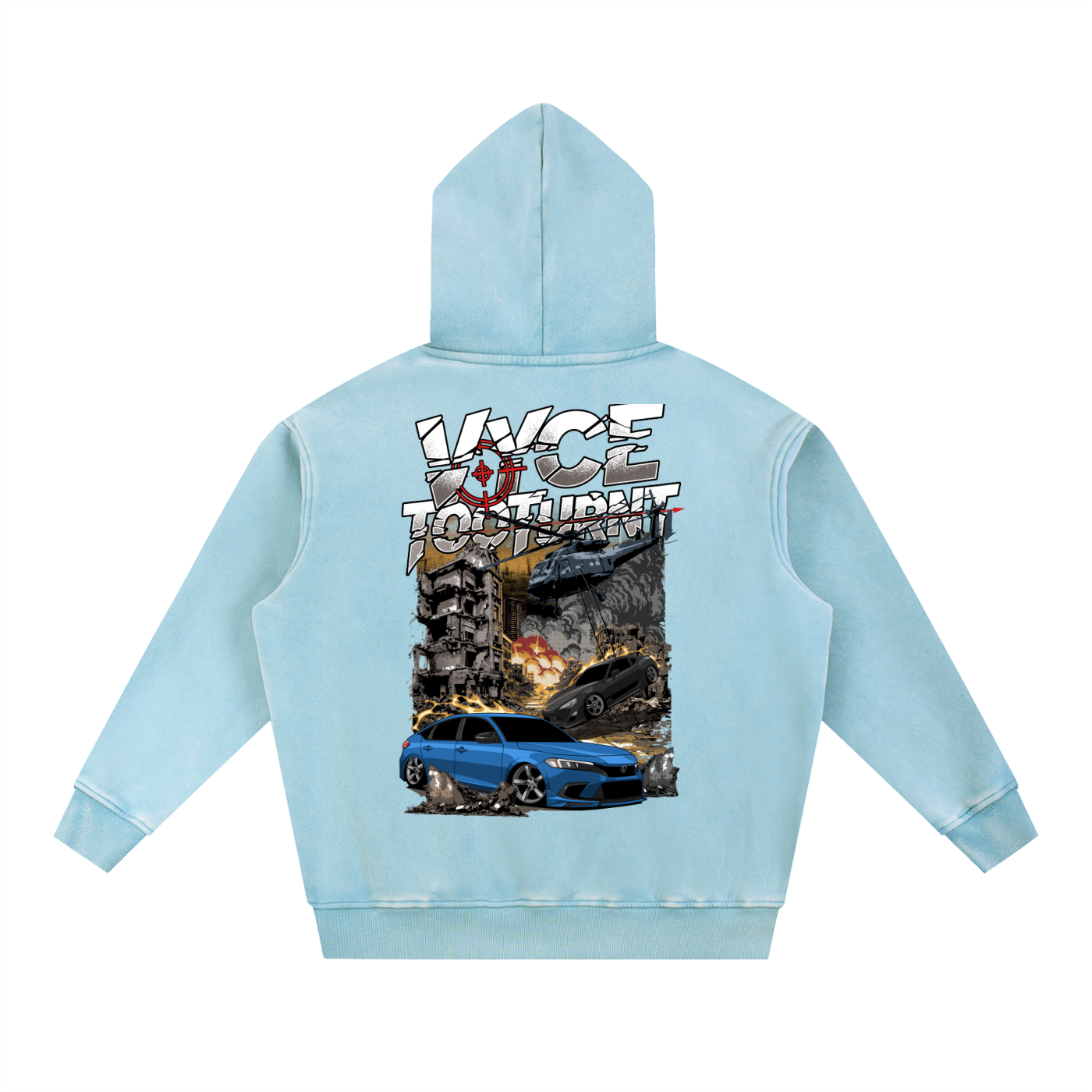 Vyce x TooTurnt  Snow Wash Fleece Oversize Hoodie